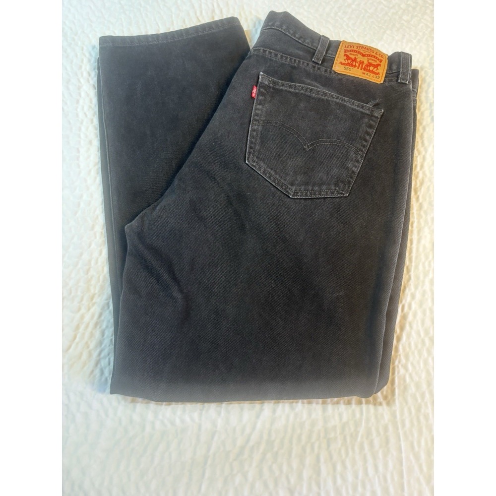 Levi's 550 Men's Size 42x32 Black Relaxed Fit Dark Wash Jeans Red Tab